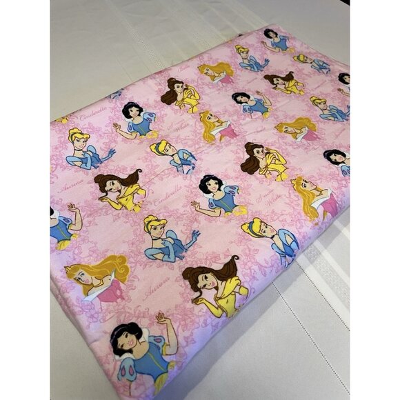 Disney Other - Vintage Disney Princess Cinderella Belle Snow White Pink Fabric 82”x42” Cotton